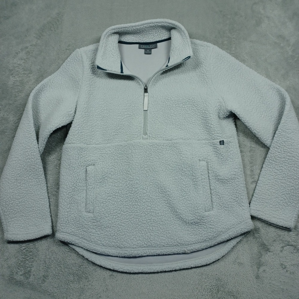 Free Fly Sweater Womens Small Gray Fleece 1/2 Zip Pullover Pockets Casual‎